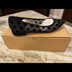 J.Crew Marina mesh polka dot pointy toe flat